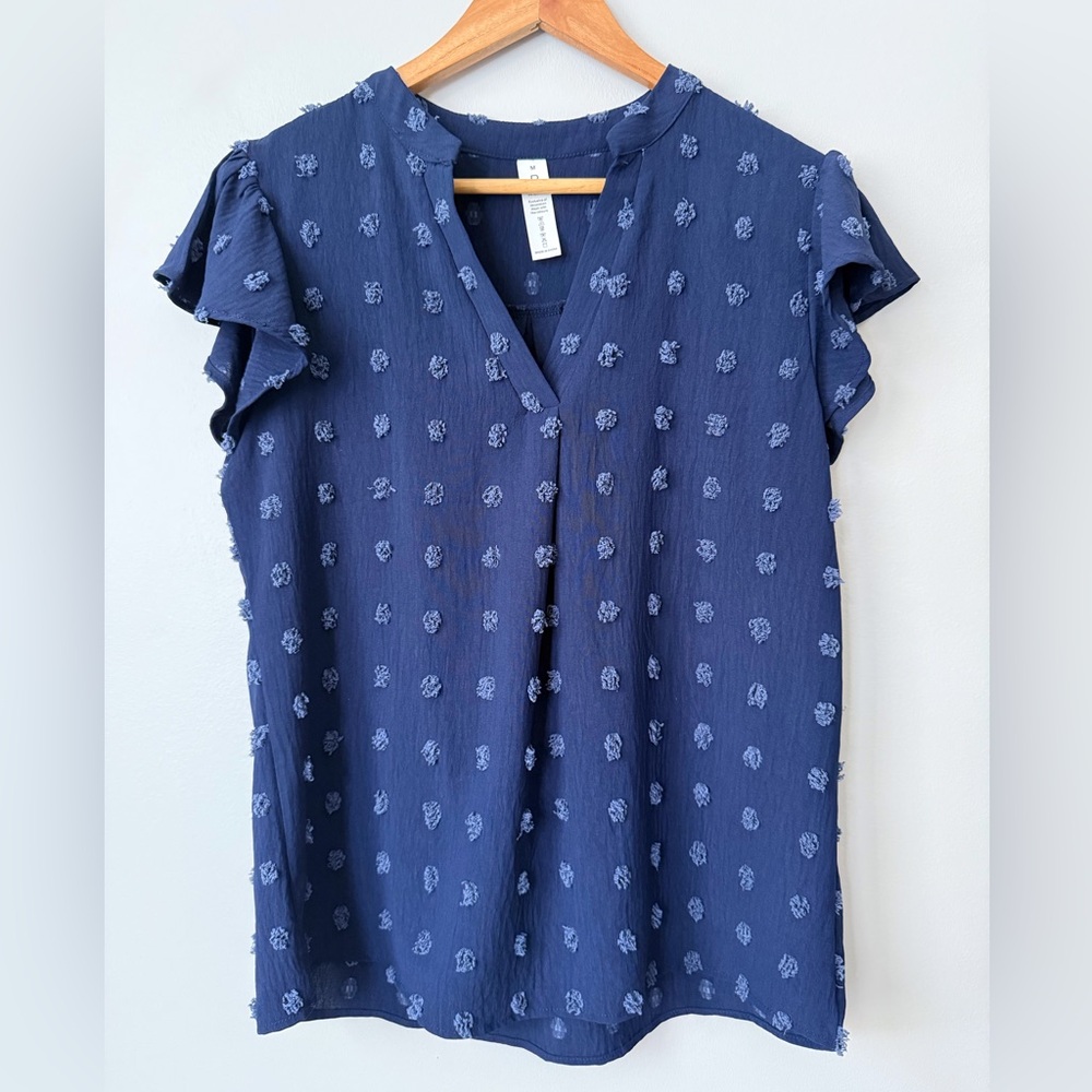 Navy Blue Textured Women's Top